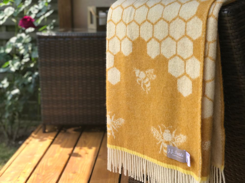 Plaids - Jeté en pure laine Bee - 130 x 190 cm - J.J. TEXTILE LTD