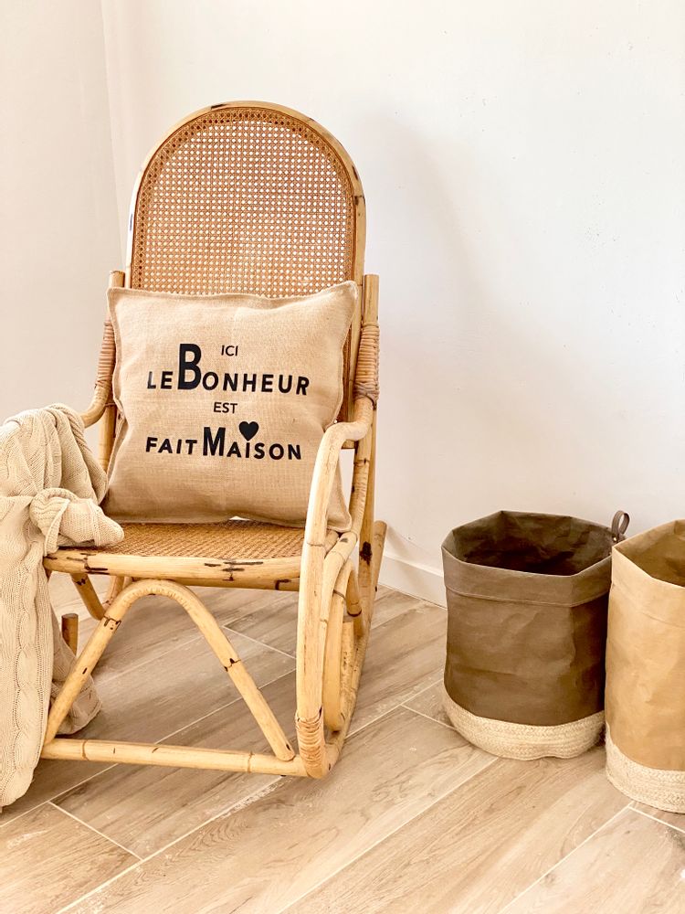 Coussins textile - Coussin message "Le Bonheur est fait maison" - ATELIER COSTÀ