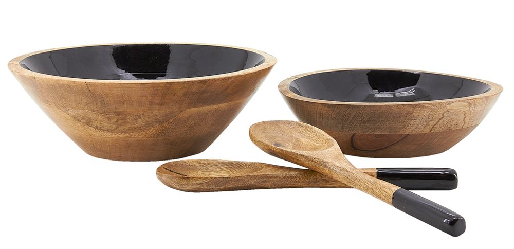 Platter and bowls - Mango tree and black resin basket - AUBRY GASPARD