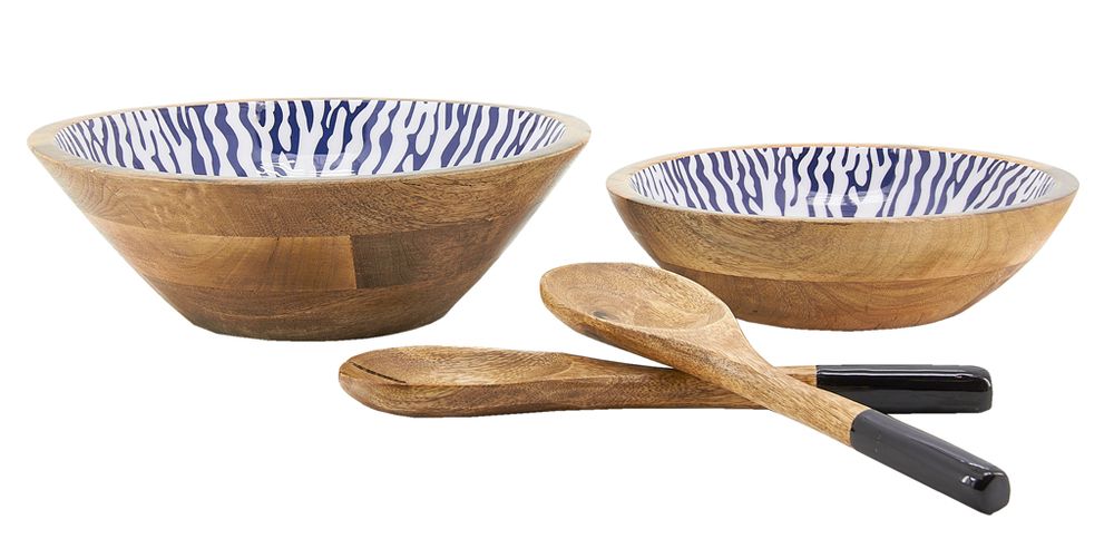 Platter and bowls - Mango tree and blue resin basket - AUBRY GASPARD