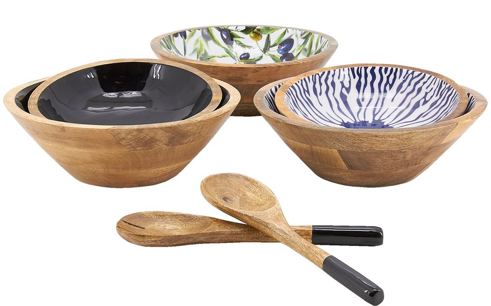 Platter and bowls - Mango tree and blue resin basket - AUBRY GASPARD