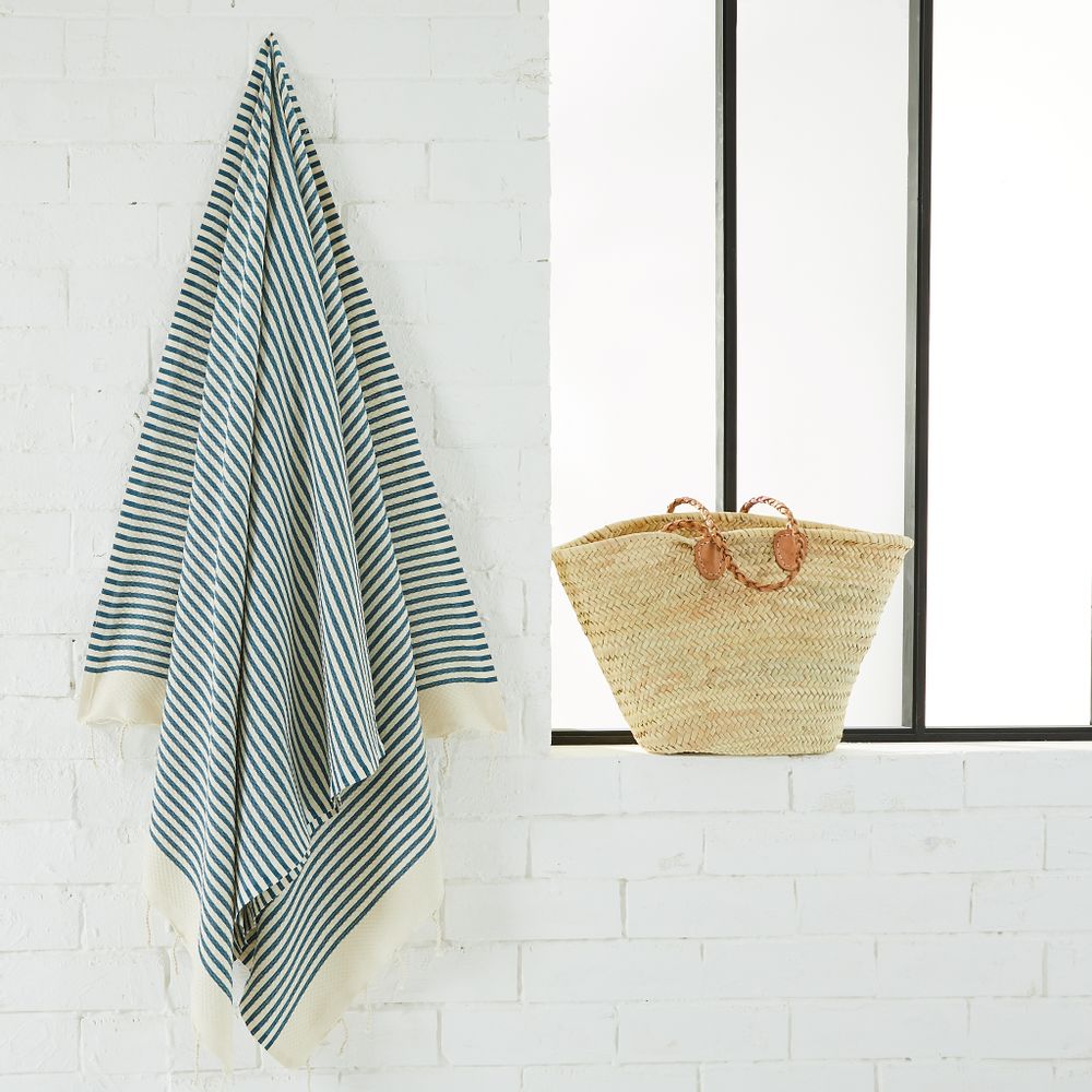 Autres linges de bain - Serviette Fouta Marinière en coton recyclé - BY FOUTAS