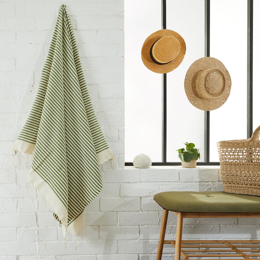 Autres linges de bain - Serviette Fouta Marinière en coton recyclé - BY FOUTAS
