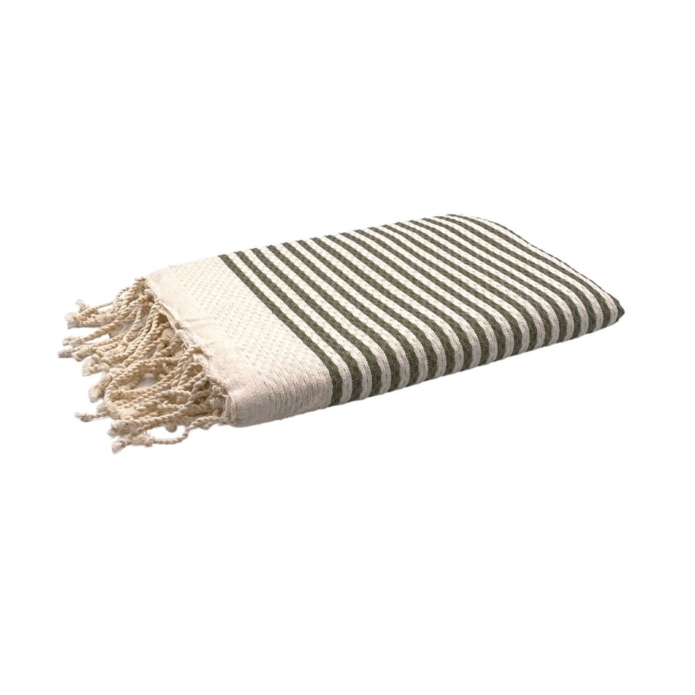 Autres linges de bain - Serviette Fouta Marinière en coton recyclé - BY FOUTAS