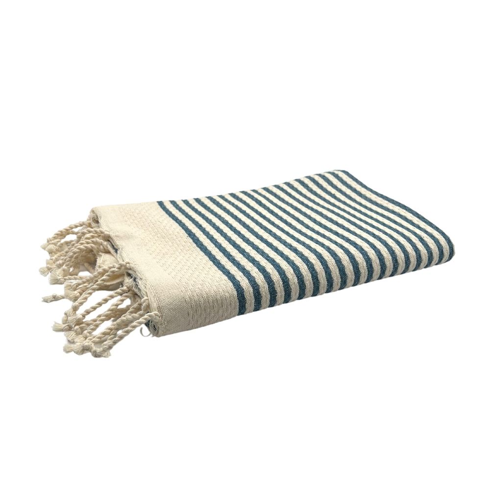 Autres linges de bain - Serviette Fouta Marinière en coton recyclé - BY FOUTAS
