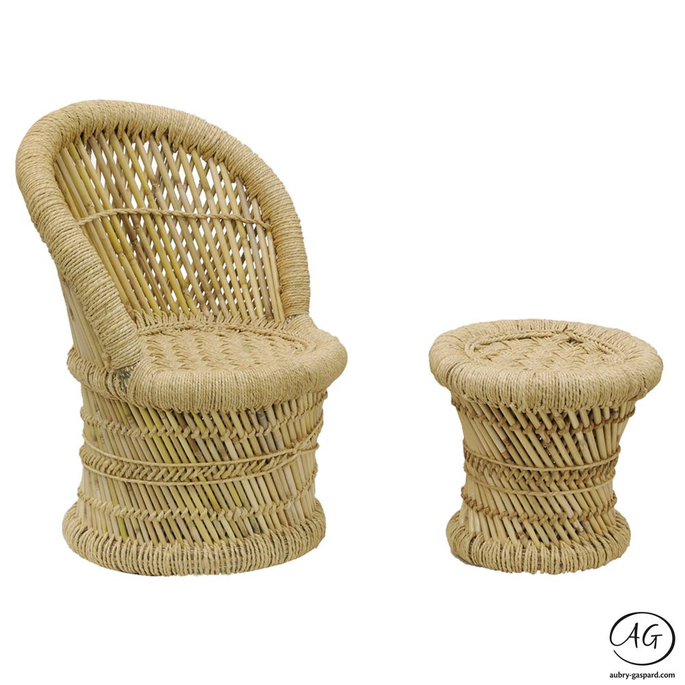 Children's sofas and lounge chairs - Kids Reed Chair and Stool - AUBRY GASPARD