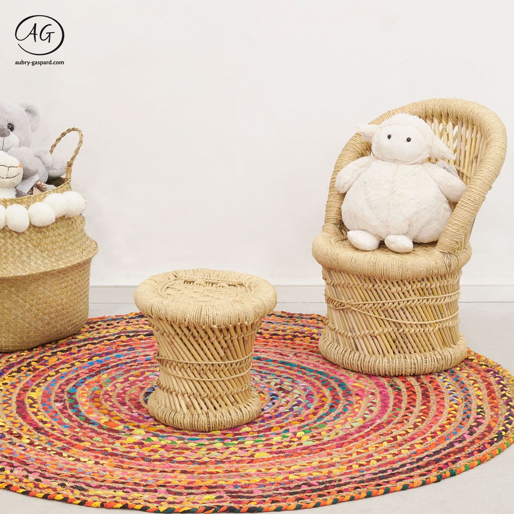 Children's sofas and lounge chairs - Kids Reed Chair and Stool - AUBRY GASPARD