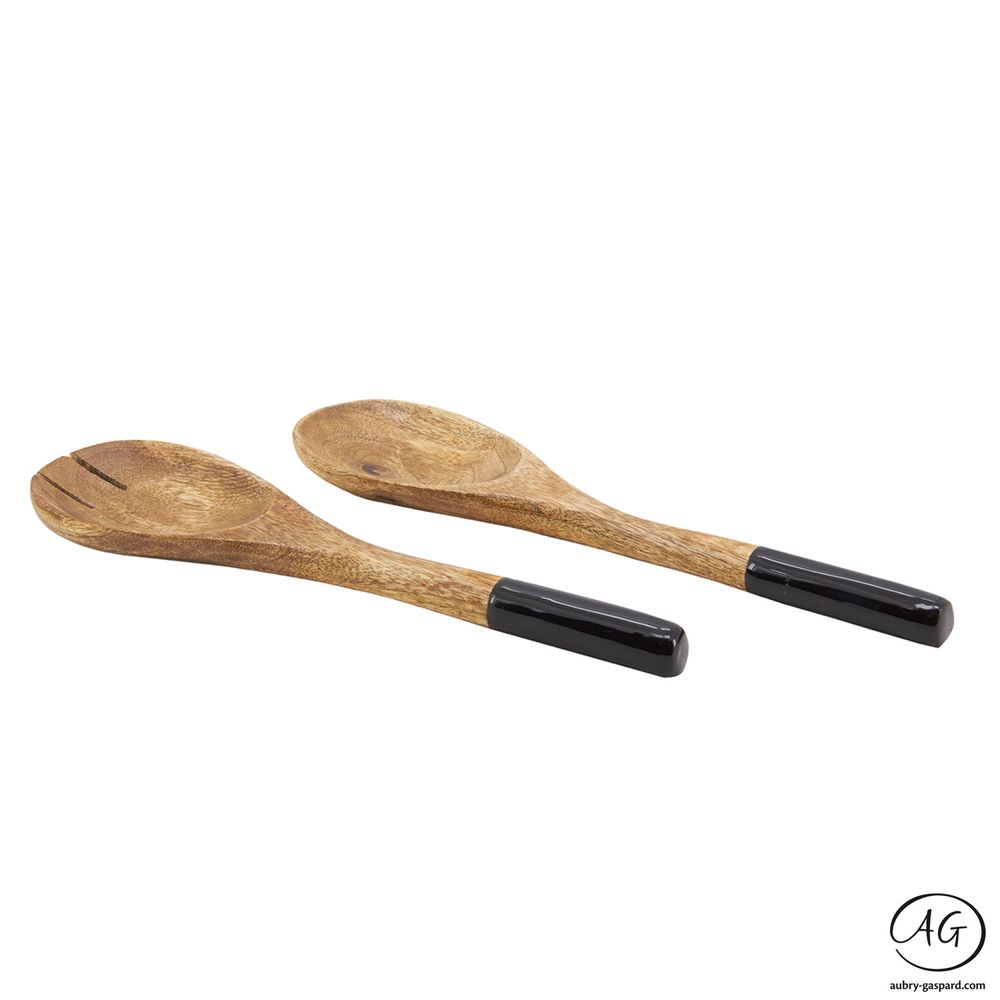 Cutlery set - Natural and black wood serving cutlery - AUBRY GASPARD