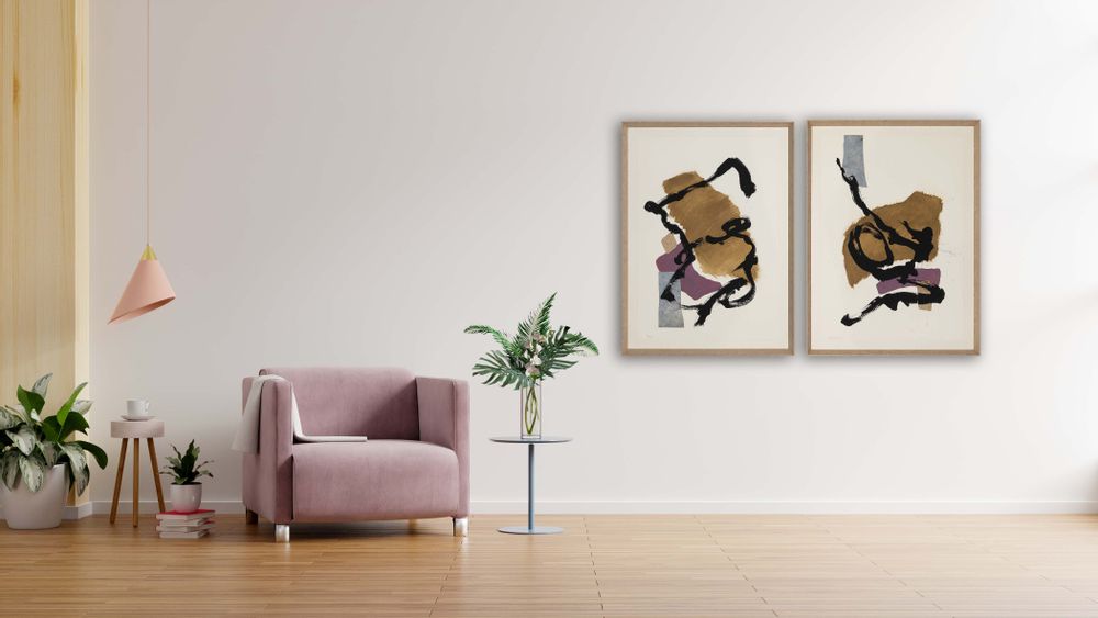 Paintings - ARIES I & II PAINTINGS - NOVOCUADRO ART COMPANY