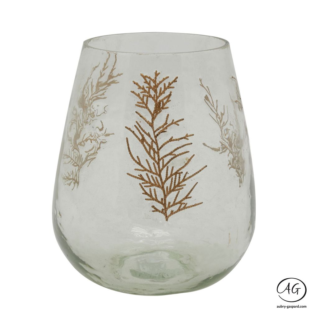 Bougeoirs et photophores - Photophore en verre et fougère doré - AUBRY GASPARD