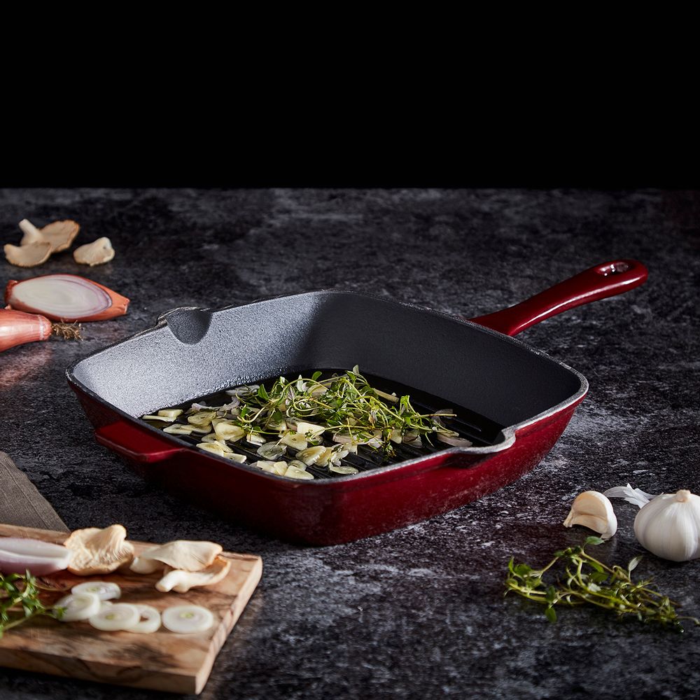 Frying pans - Barbary & Oak Foundry 23cm Square Cast Iron Grill Pan - RKW LTD - BARBARY & OAK