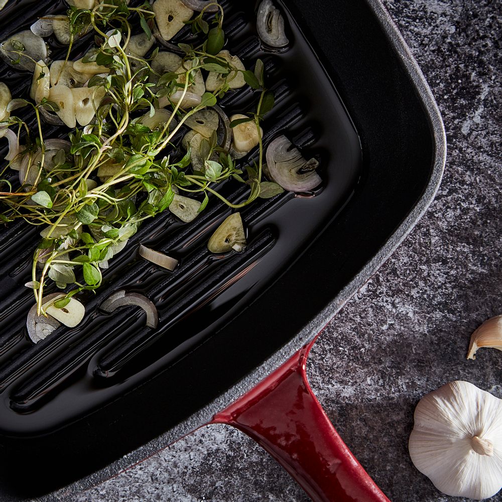 Frying pans - Barbary & Oak Foundry 23cm Square Cast Iron Grill Pan - RKW LTD - BARBARY & OAK