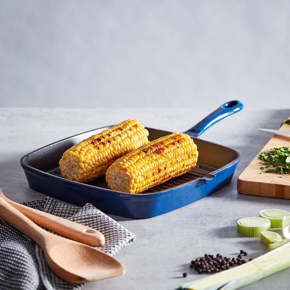 Frying pans - Barbary & Oak Foundry 23cm Square Cast Iron Grill Pan - RKW LTD - BARBARY & OAK