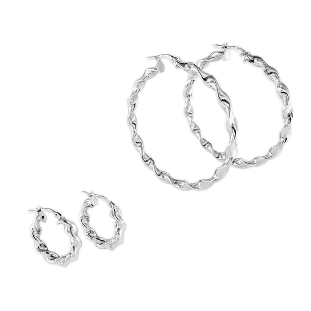 Bijoux - Boucles d'oreilles tordue en argent - LINEA ITALIA SRL