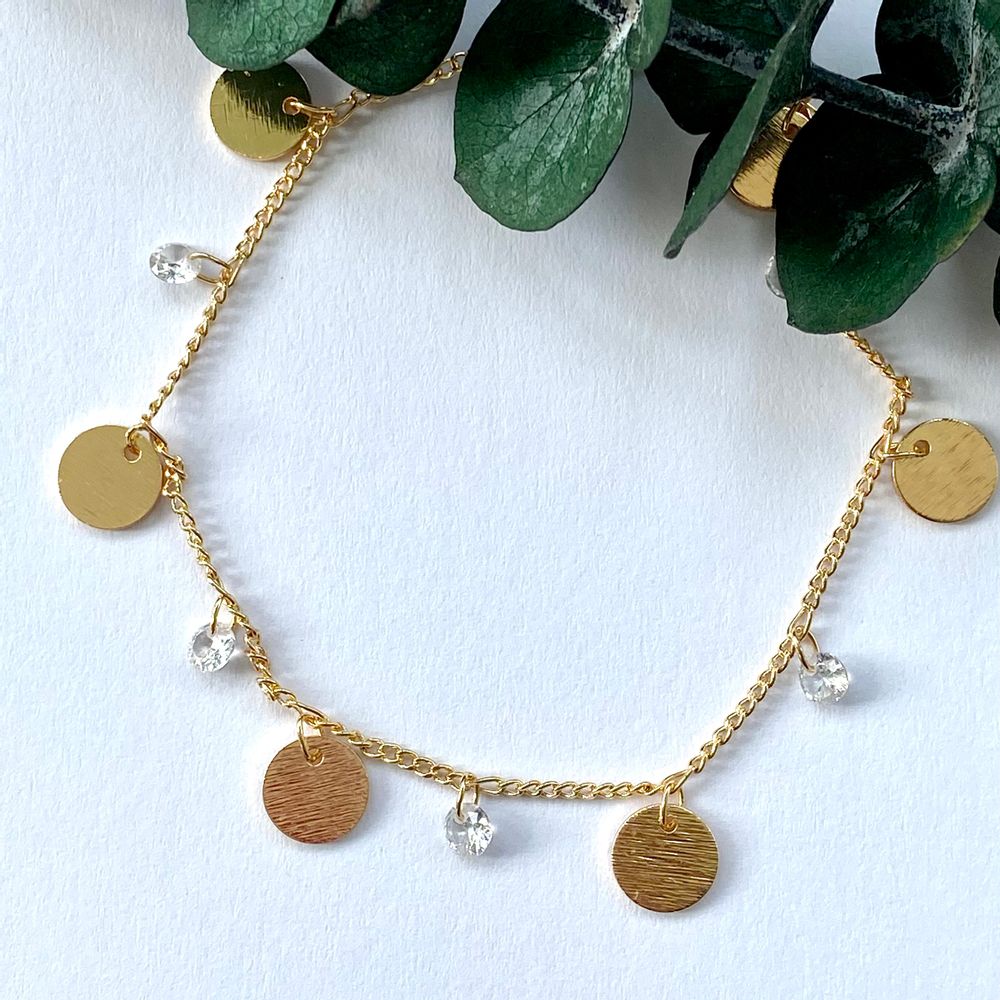 Bijoux - Bracelet doré à l'or fin et strass. - NAO JEWELS
