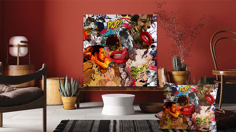 Fabric cushions - “Divergence” Collage Limited Edition - L'ATELIER D'ANGES HEUREUX