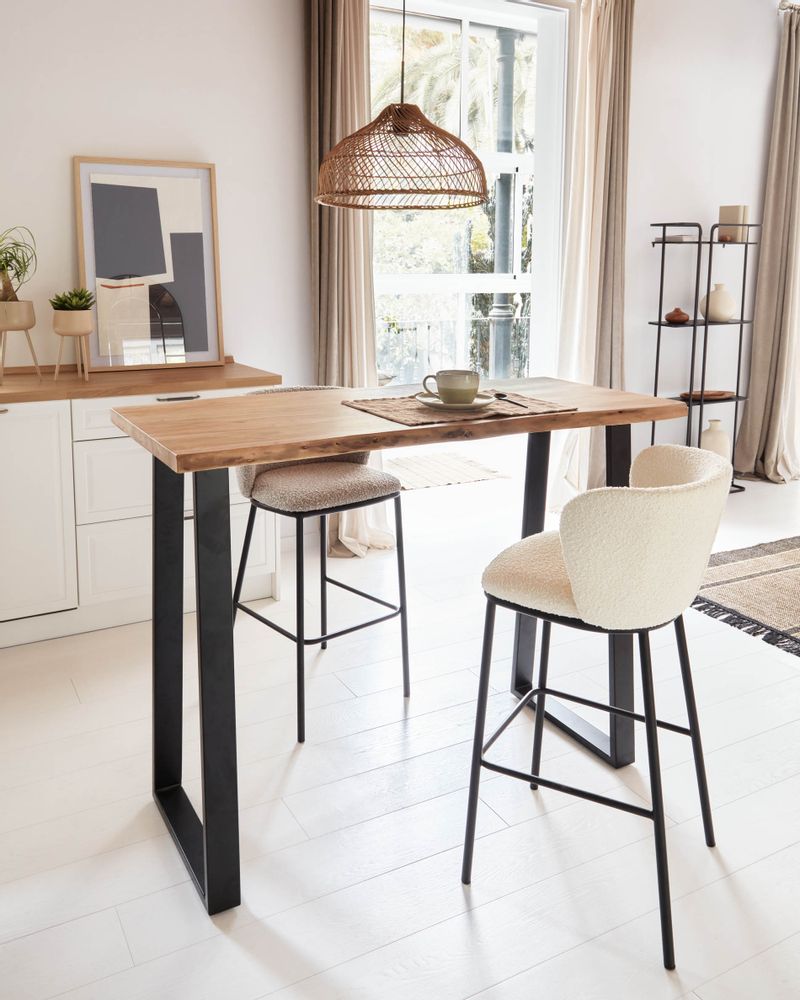 Tables Salle à Manger - Table haute Alaia en bois massif d'acacia finition naturelle 140 x 60cm - KAVE HOME