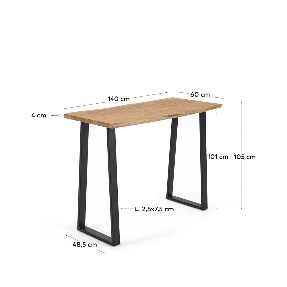 Tables Salle à Manger - Table haute Alaia en bois massif d'acacia finition naturelle 140 x 60cm - KAVE HOME