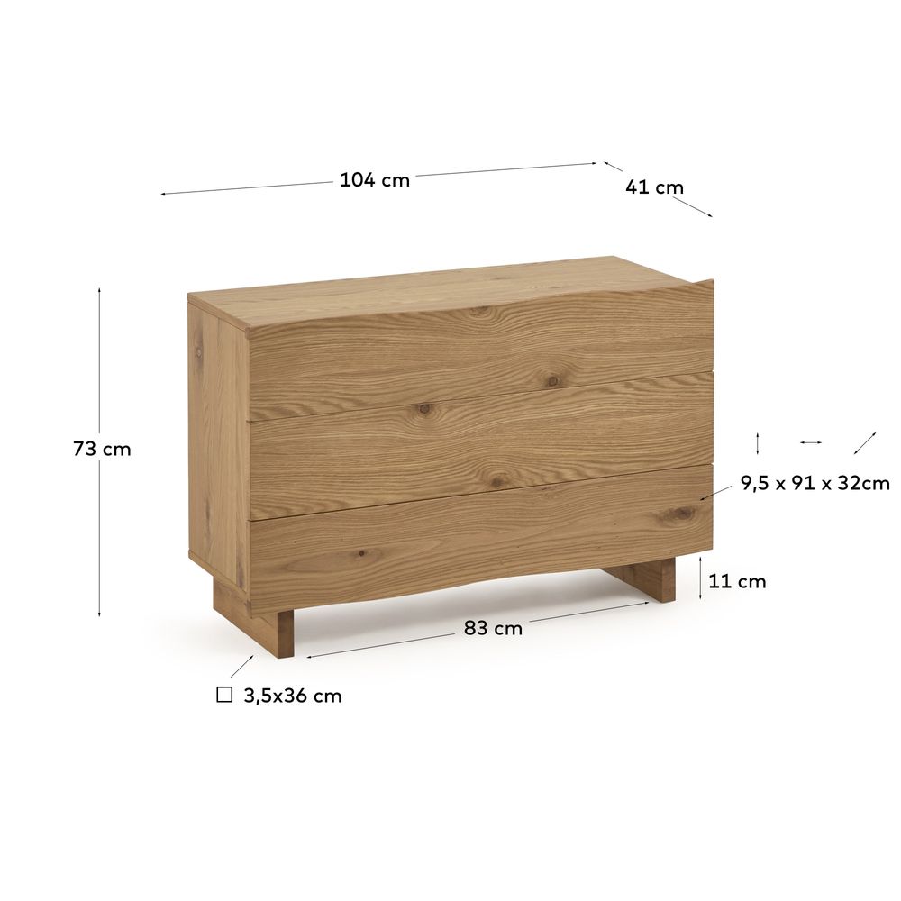 Commodes - Commode 3 tiroirs Rasha en contreplaqué de chêne finition naturelle 104 x 73 cm - KAVE HOME