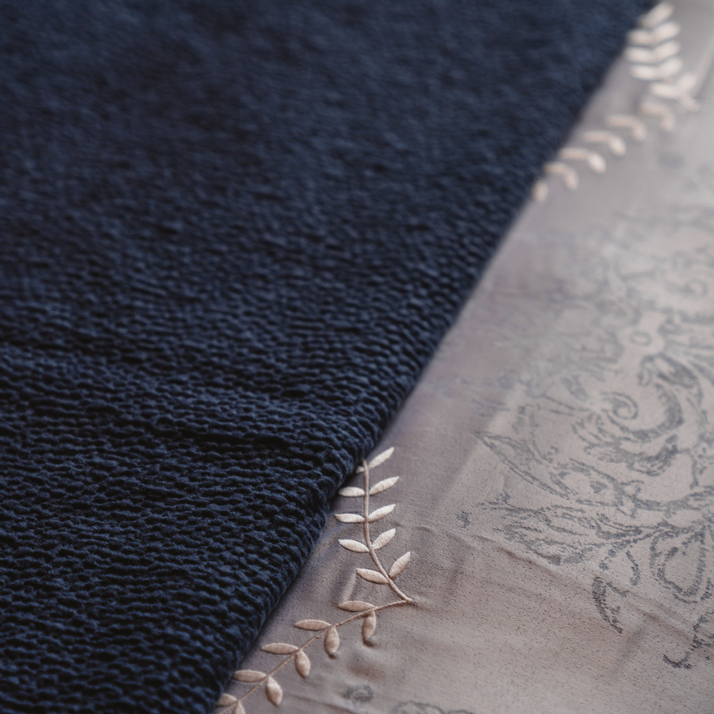 Linge de lit - Jet De Lit - Couette 100 % Coton bleu marine pour la literie - VIDDA ROYALLE