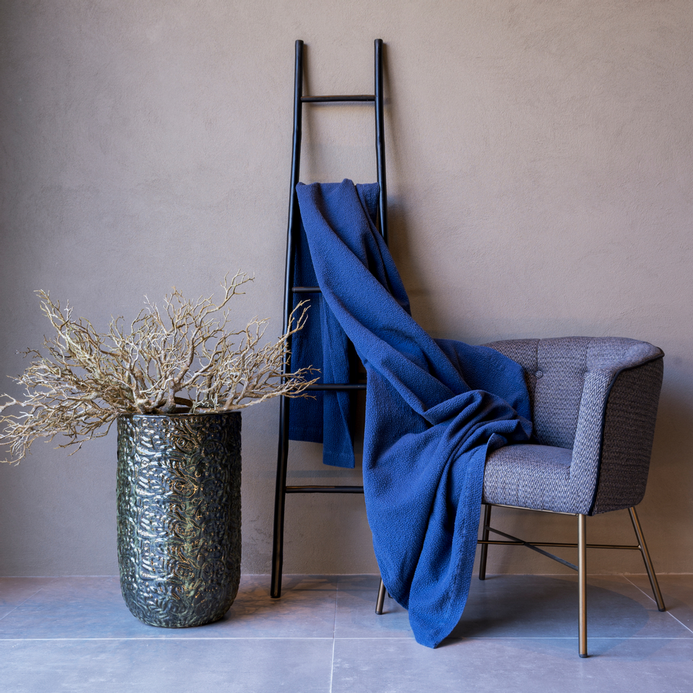 Linge de lit - Jet De Lit - Couette 100 % Coton bleu marine pour la literie - VIDDA ROYALLE