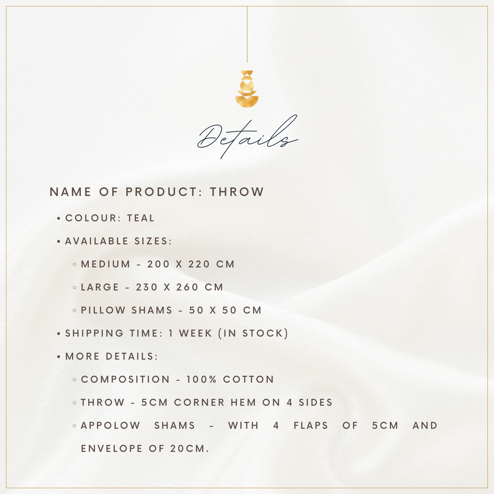 Literie pour hôtels - Jet De Lit - Couette 100 % Coton Sarcelle pour la literie  - VIDDA ROYALLE