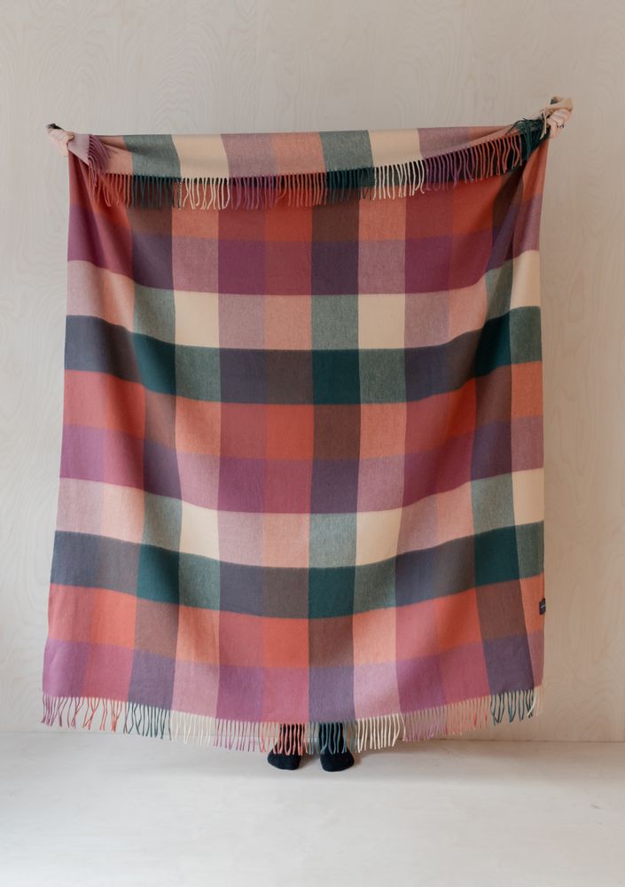 Throw blankets - Lambswool Block Check Blankets - THE TARTAN BLANKET CO.