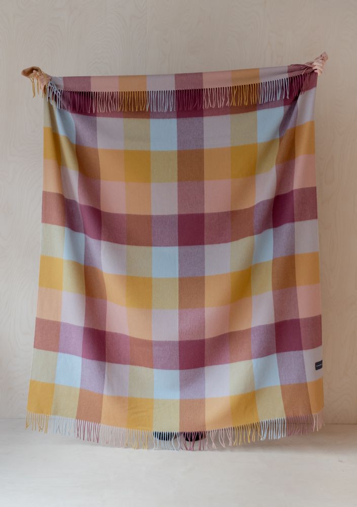 Throw blankets - Lambswool Block Check Blankets - THE TARTAN BLANKET CO.