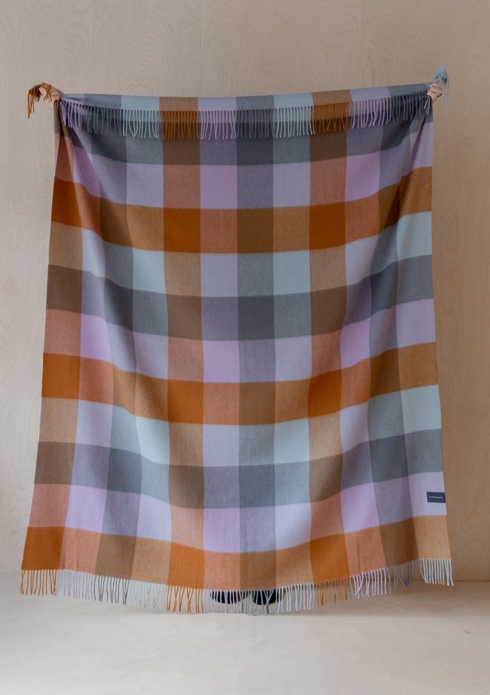 Throw blankets - Lambswool Block Check Blankets - THE TARTAN BLANKET CO.