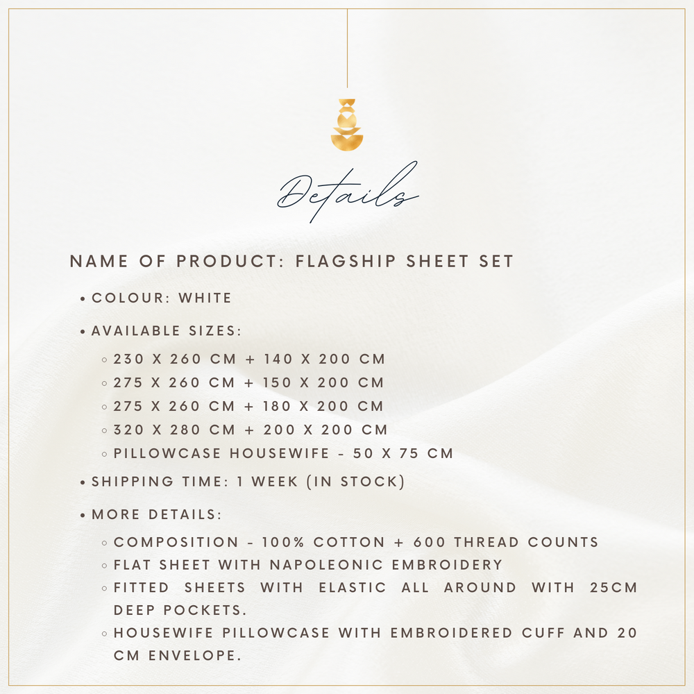 Linge de lit - 600 Thread Counts Sheet Set - Flat Sheet and Fitted Sheet + 2 Pillowcases 50*75 cm (FLAGSHIP) - VIDDA ROYALLE