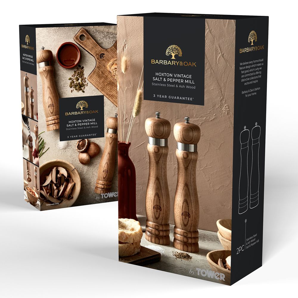 Spice grinders - Barbary & Oak Hoxton Ash Wood Salt & Pepper Mills - RKW LTD - BARBARY & OAK