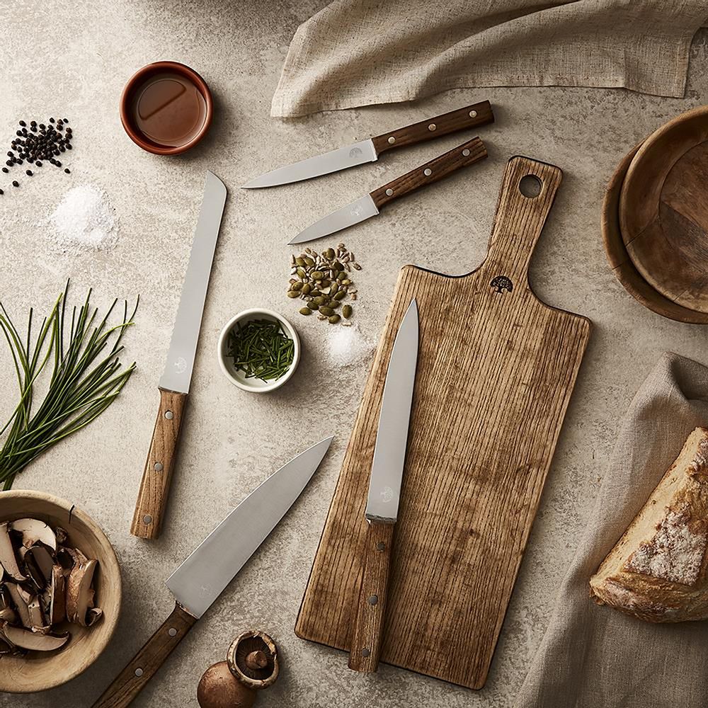 Kitchen utensils - Barbary & Oak Hoxton Ash Wood Knife Set with Block - RKW LTD - BARBARY & OAK