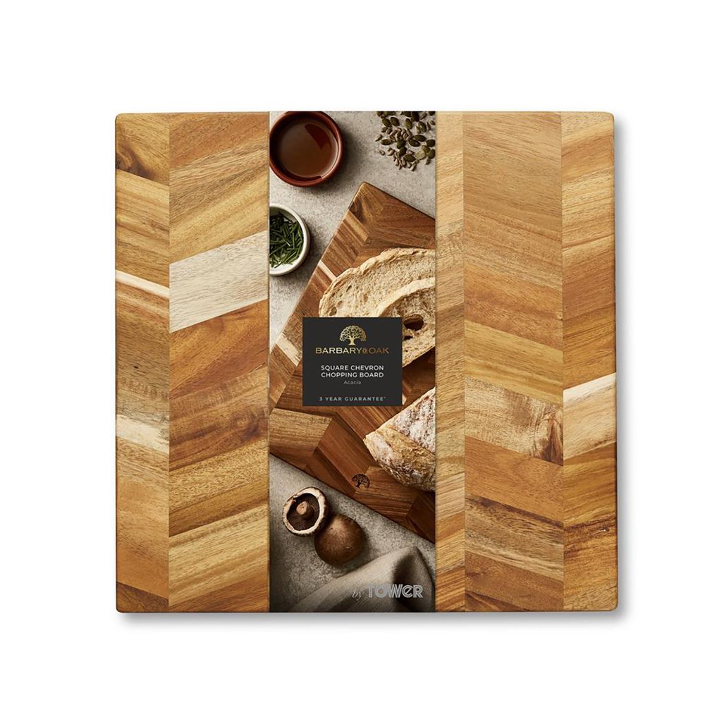 Ustensiles de cuisine - Planche à découper carrée Barbary & Oak Chevron Acacia - RKW LTD - BARBARY & OAK