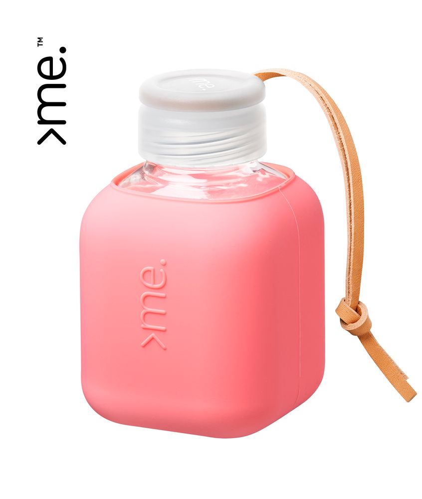Coffee and tea - HANDMADE GLASS BOTTLE, ENERGIZED, SUSTAINABLE - SQUIREME. Y2 - The Cube - VELVETY SILICONE COVER, ECO-FRIENDLY - SQUIREME.
