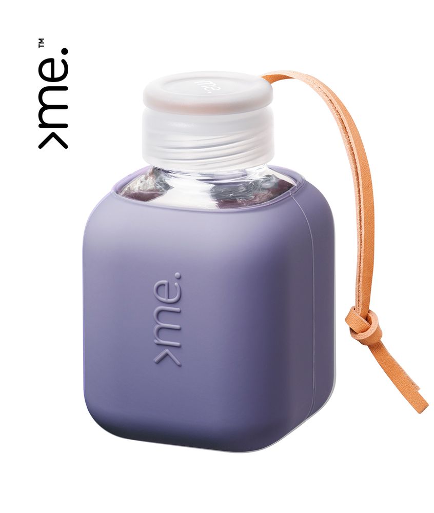 Coffee and tea - HANDMADE GLASS BOTTLE, ENERGIZED, SUSTAINABLE - SQUIREME. Y2 - The Cube - VELVETY SILICONE COVER, ECO-FRIENDLY - SQUIREME.