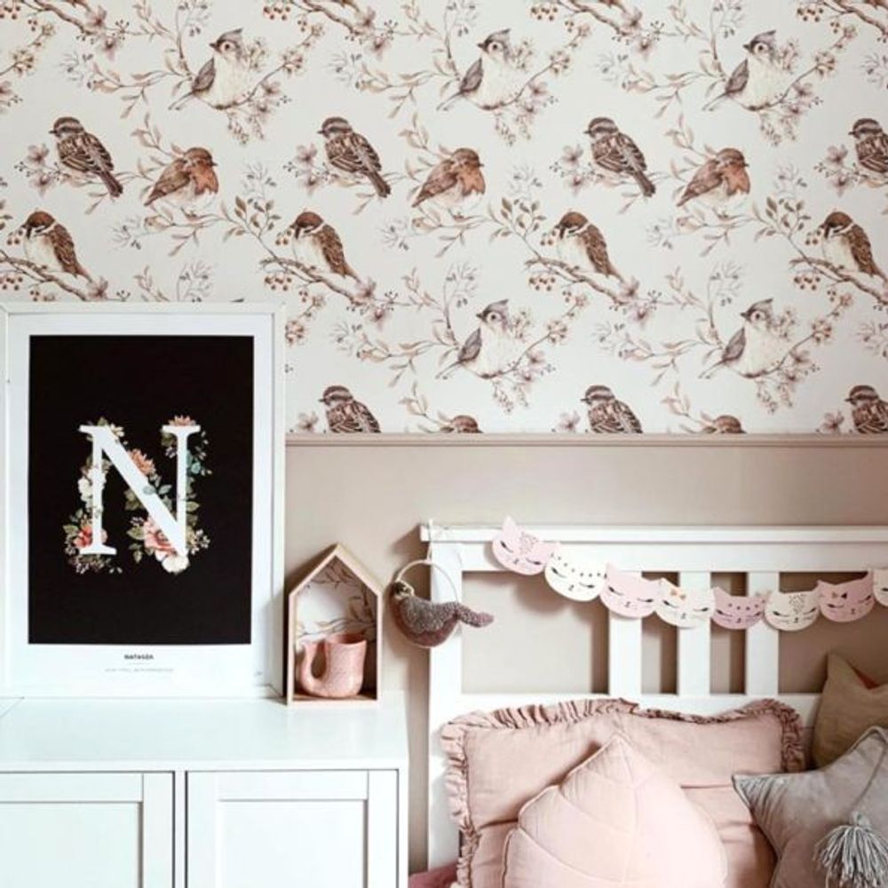 Wallpaper - Birds White-Gray DEKORNIK Wallpaper - DEKORNIK