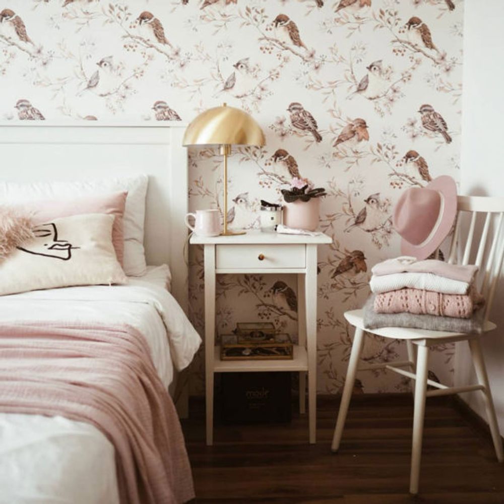 Wallpaper - Birds White-Gray DEKORNIK Wallpaper - DEKORNIK
