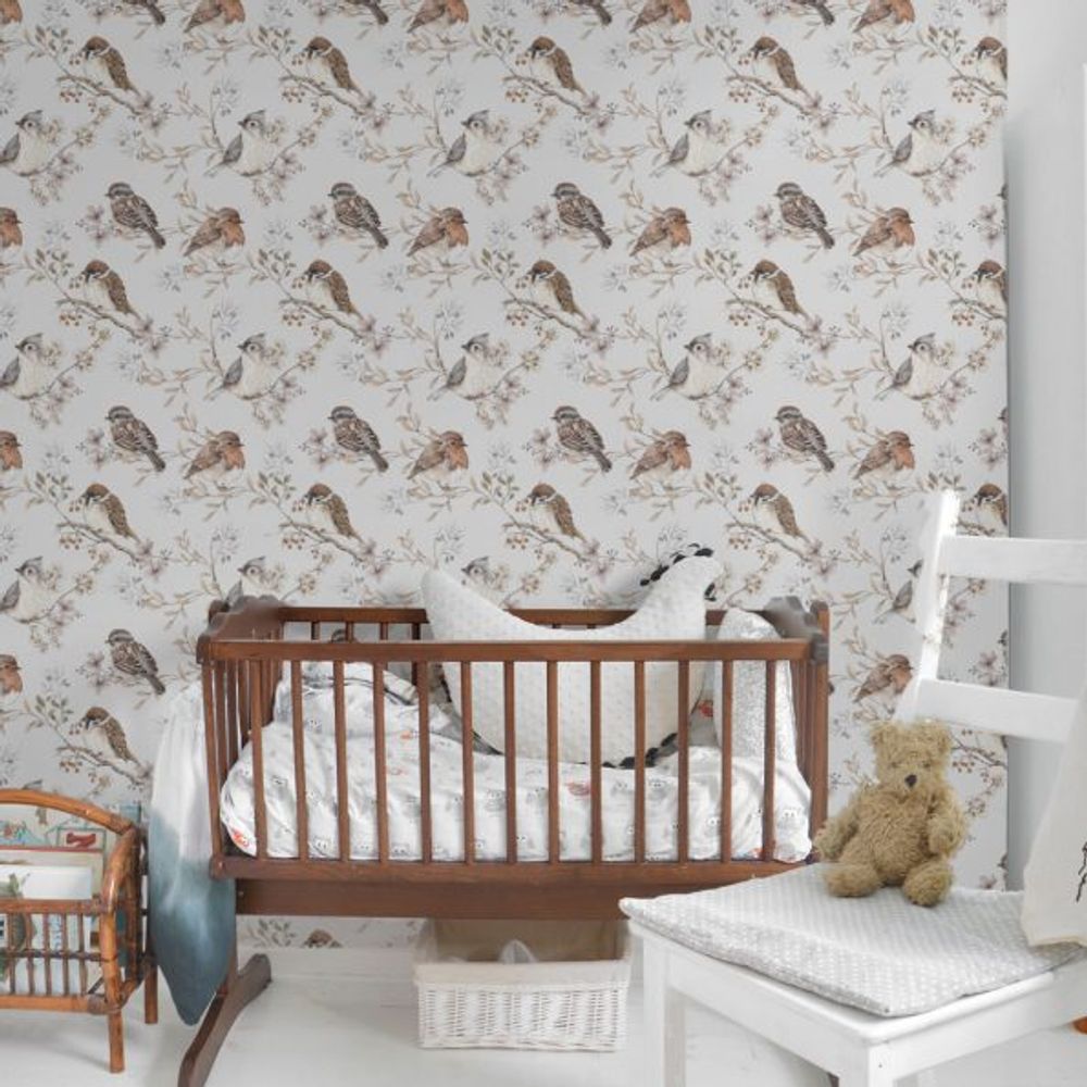 Wallpaper - Birds White-Gray DEKORNIK Wallpaper - DEKORNIK