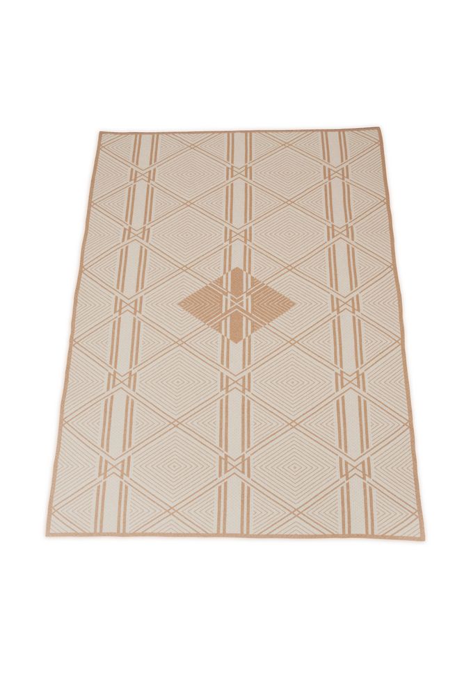 Throw blankets - The Signature Recycled Blanket - Off White / Camel - LA MAISON DE LA MAILLE