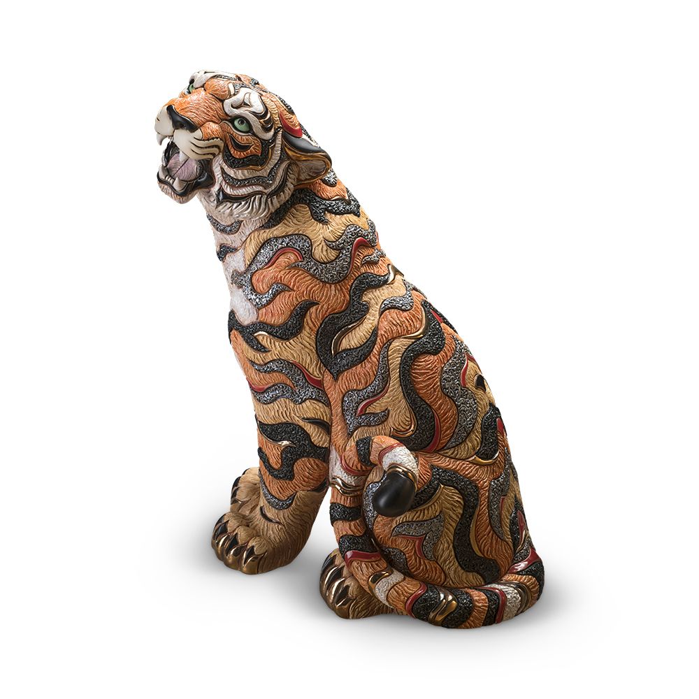 Céramique - SCULPTURE TIGRE ARABESQUE - DEROSA