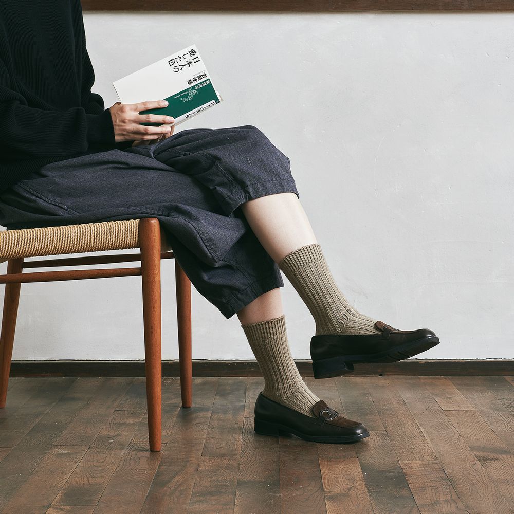 Chaussettes - CHAUSSETTES JAPONAISES CÔTELÉES YAK EN COTON BIOLOGIQUE - YAHAE