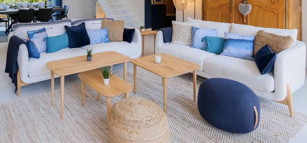 Fabric cushions - CUSTOMIZED CUSHION “Indigo Earth” series - H'AUTEUR D'ENCRES
