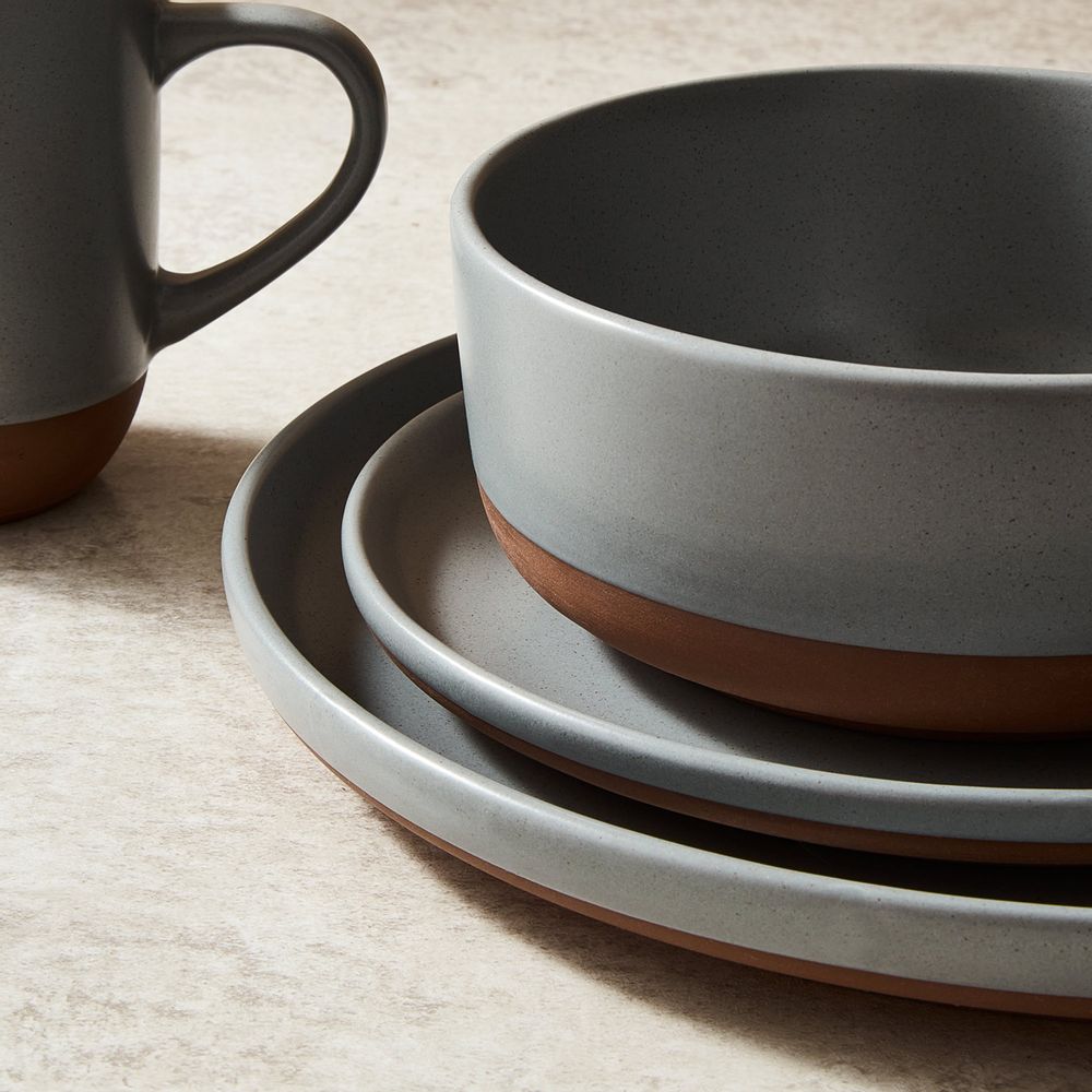 Assiettes au quotidien - Service de vaisselle 16 pièces Barbary & Oak Verona - Ardoise - RKW LTD - BARBARY & OAK