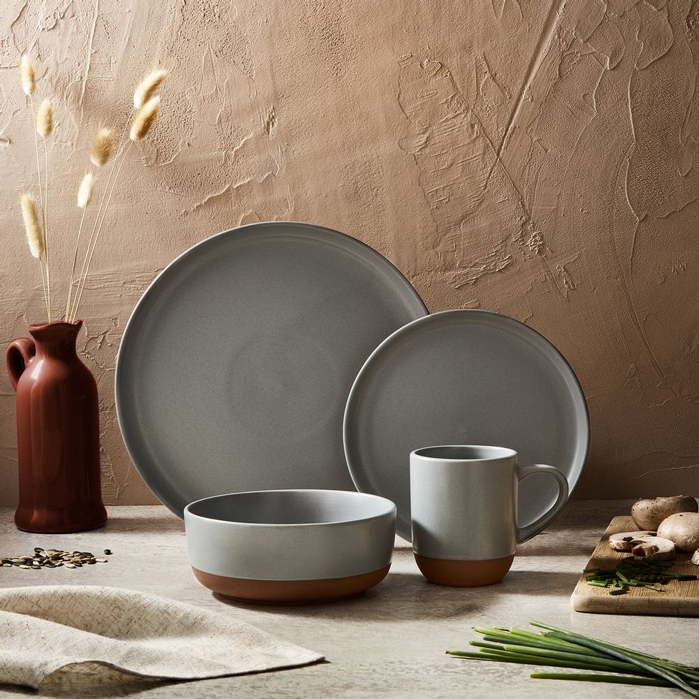 Assiettes au quotidien - Service de vaisselle 16 pièces Barbary & Oak Verona - Ardoise - RKW LTD - BARBARY & OAK