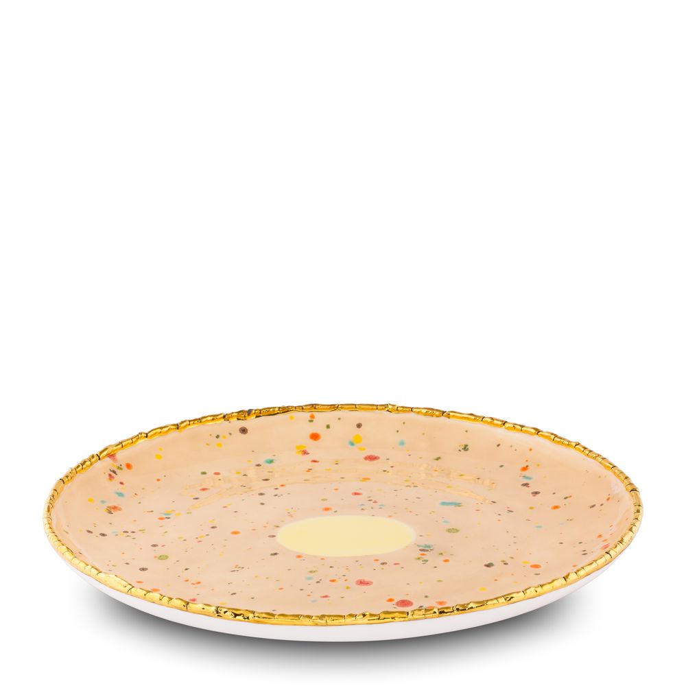 Platter and bowls - Piazza Del Popolo, Chestnut, Coupe Platter, Ø32 Craquelé Edge - CORALLA MAIURI