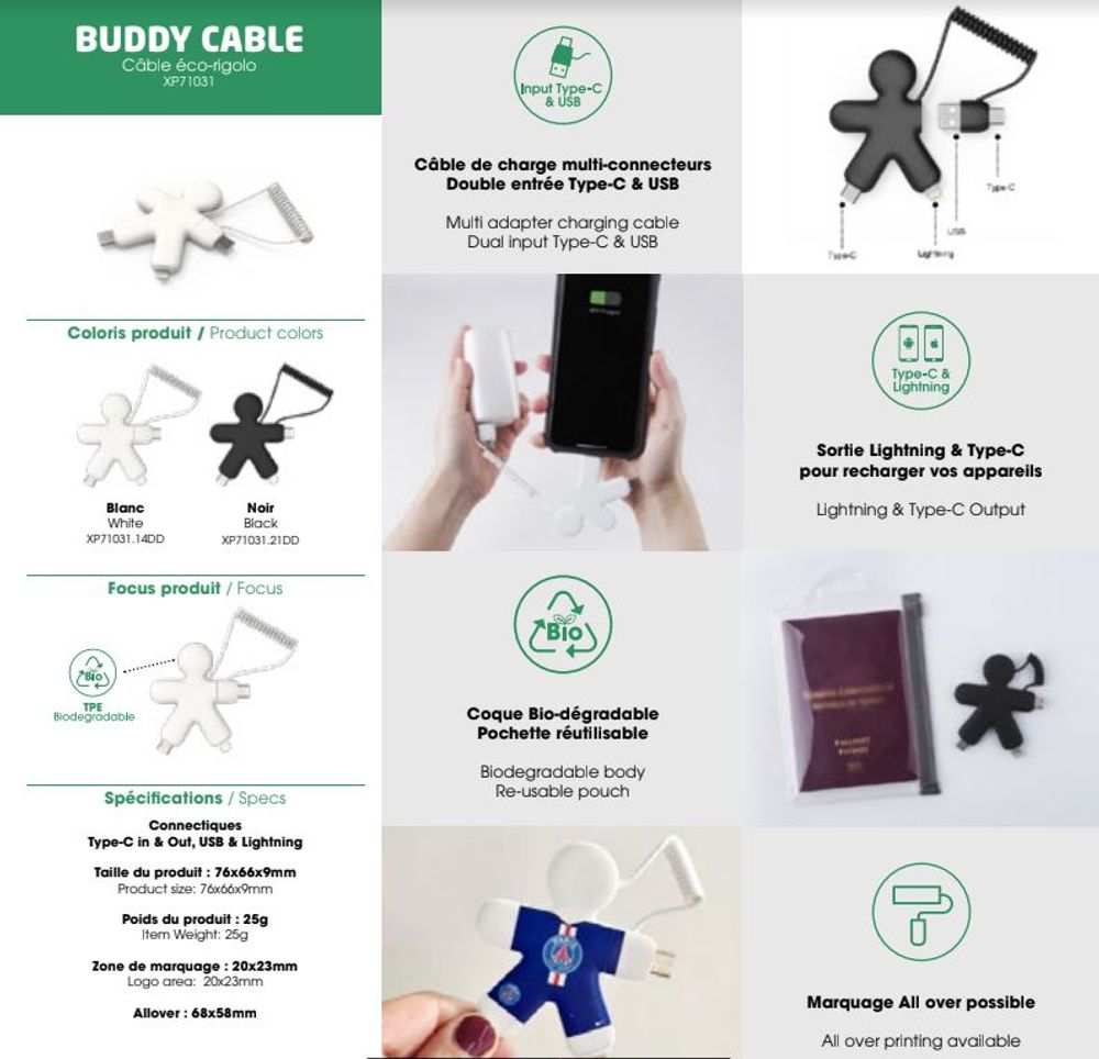 Autres fournitures bureau - Câble USB - Buddy Cable Collection - XOOPAR