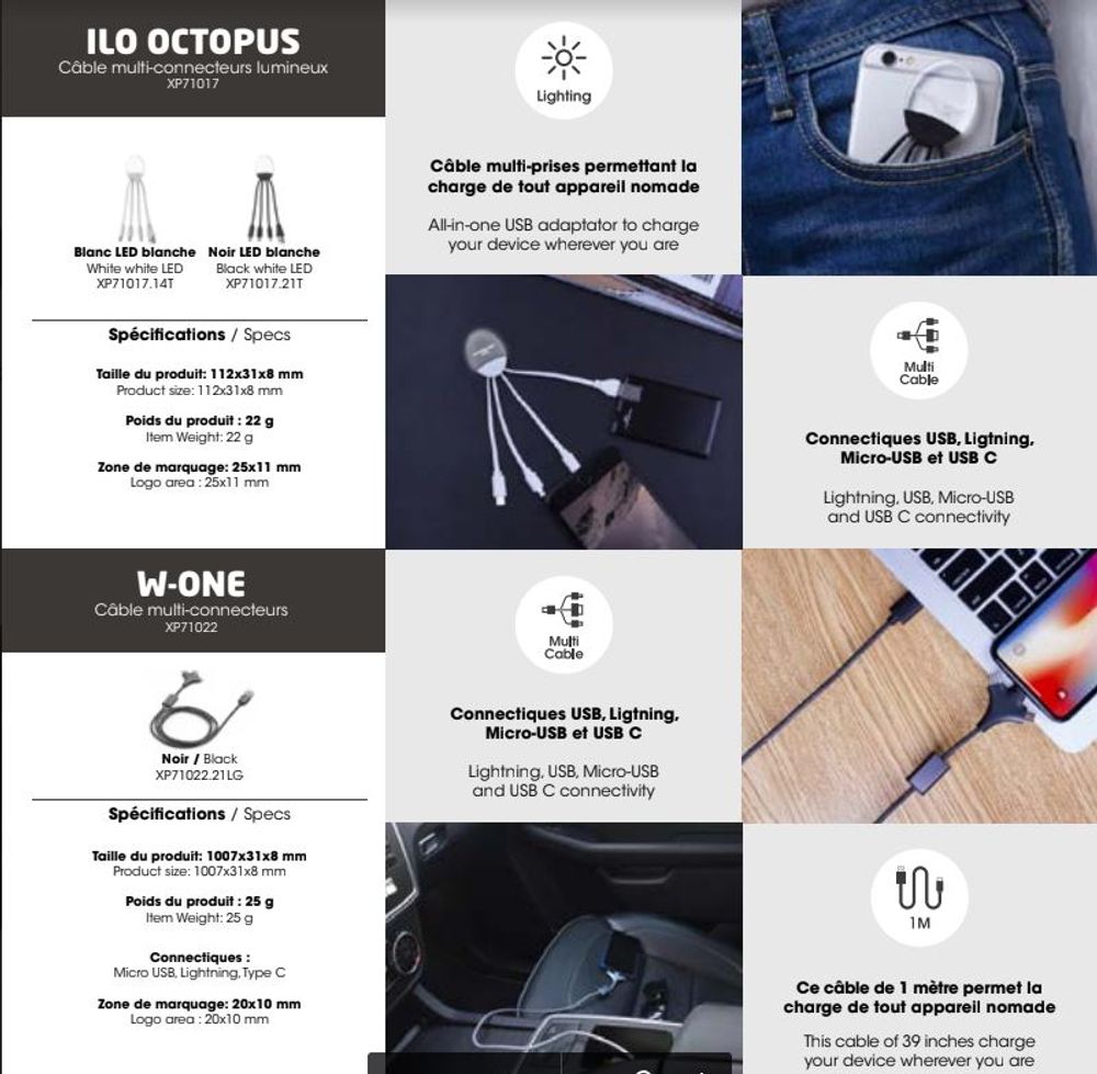 Travel accessories - USB cable - Ilo Octopus Light Collection - XOOPAR