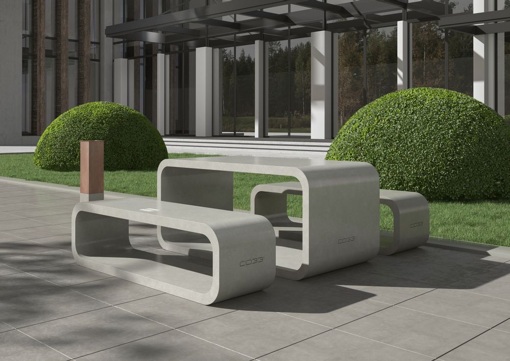 Banquettes pour collectivités - Meubles en béton élégants Groupe de sièges OPUS LONGUS avec facteur de bien-être - CO33 EXKLUSIVE BETONMÖBEL