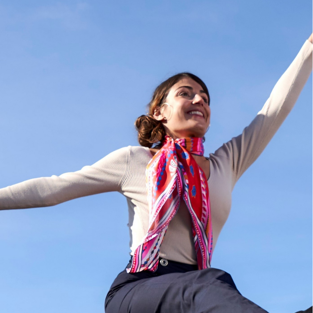 Scarves - Large silk square 90 x 90 cm — Tetouan - GOTS French silk. - OURSE BLANCHE