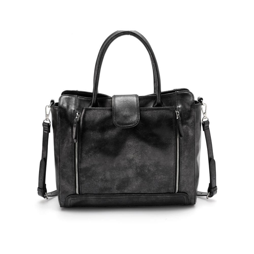 Sacs et cabas - Sac porté main ou bandoulière KELYA en cuir noir argent - KATE LEE